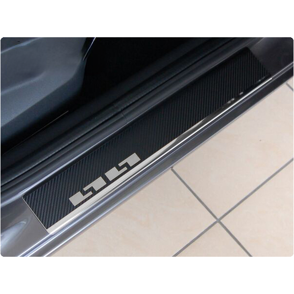 Seuils d'entrées de Portes (Baguettes) Sur Mesure en Alu Pour Audi A3 8P 3-portes 2003-2013 (2 Pièces) Film Carbone