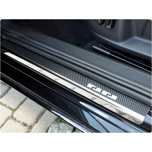 Seuils d'entrées de Portes (Baguettes) Sur Mesure en Alu Pour Ford S-MAX 2 (II) 2015-2022 (4 Pièces) Film Carbone