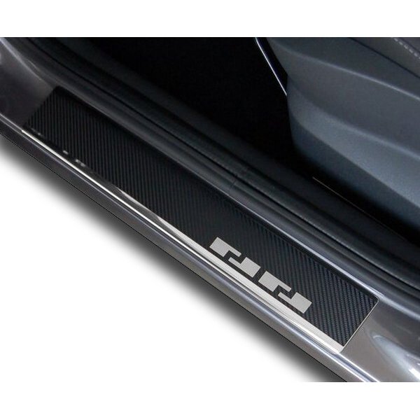 Seuils d'entrées de Portes (Baguettes) Sur Mesure en Alu Pour Ford S-MAX 2 (II) 2015-2022 (4 Pièces) Film Carbone
