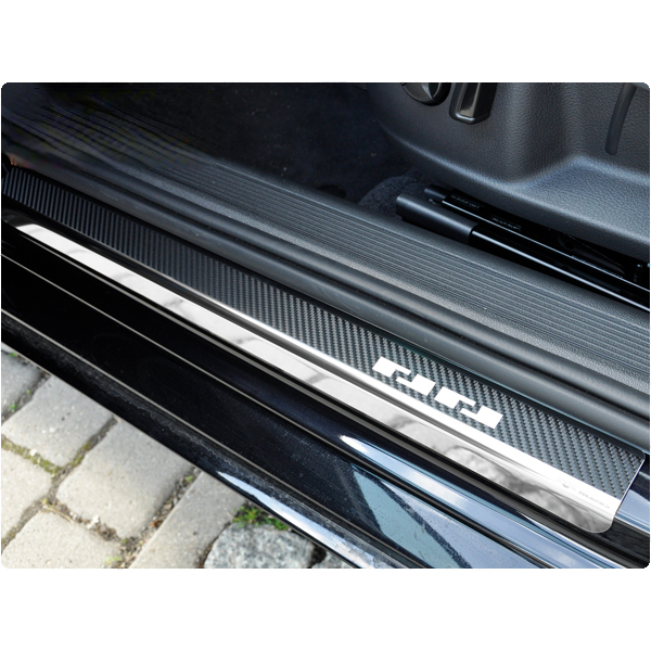 Seuils d'entrées de Portes (Baguettes) Sur Mesure en Alu Pour Opel COMBO D 2010-2018 (2 Pièces) Film Carbone